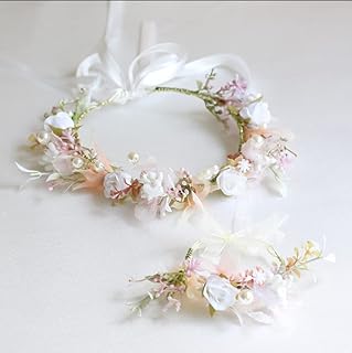 Couronne Nuptiale Dzxin en Fleurs Bohémiennes avec Ruban, Ensemble de 2 pour Mariage ou Festival, Réglable et Confortable, Idéal pour Enfants et Adultes
