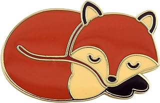 Gold-Plated Sleeping Fox Brooch with Butterfly Clasp - Cute Kawaii Fox Pin for Jackets, Backpacks, Hats & Bags