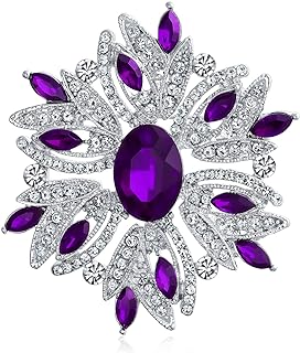 Fashion Large Statement Vintage Style Simulated Gemstone Crystal Scarf Flower Art Deco Brooch Pin For Women