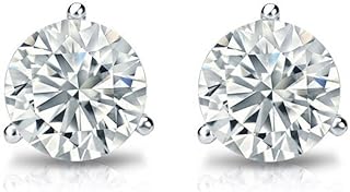 Screw-Back Martini Setting Lab Grown Diamond Stud Earrings in 14kt White Gold for Unisex, Round Design