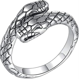 Double Snake Head Engagement Ring with Cubic Zirconia for Adventurous Individuals, Vintage Design