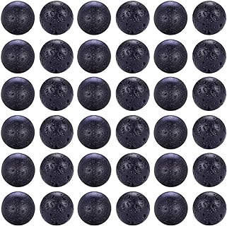 Silver Clasp Type, TOSCALINA Small Round Black Lava Stone Beads for Essential Oil Bracelets in Silver Chain Design - 300pcs Versatile Gemstone Kit for DIY Jewelry Making and Craft Lovers