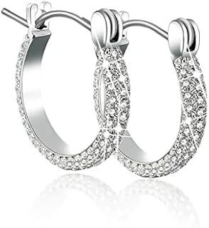16/18mm Small Titanium Hoop Earrings Cubic Zirconia Pure Titanium Earrings for Sensitive Ears, Tiny Round Cuff/Cartilage CZ Huggie Earrings Hoops for Women Men
