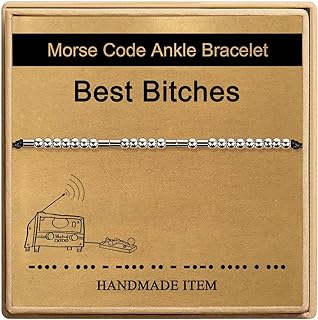 Lobster Claw Clasp Morse Code Sister Anklets, Rope Chain Stainless Steel QJLE Handmade Anklet for Women and Girls