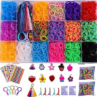 Multicolored YITOHOP DIY Loom Band Bracelet Crafting Kit for Kids - Includes 6000+ Rainbow Bands, 200 S-Clips, 100 Beads, 15 Charms, and More ! 