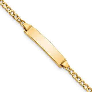 Luxurious 10k Yellow Gold ID Bracelet with Secure Lobster Clasp and Curb Chain, Featuring Gemstone333– Ideal for Elegantly Chic Individuals