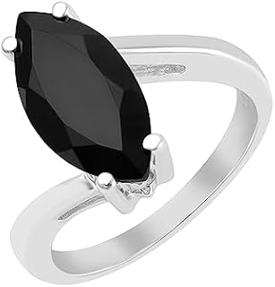 Black Spinel Sterling Silver Engagement Ring - Marquise Cut, 2CT Weight, Designed for Women - Ideal for Weddings, Promise or Anniversary