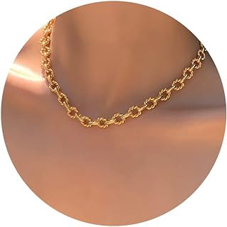 Eye-Catching Gold-Plated Toggle Choker Necklace with Link Chain for Women, Featuring Hypoallergenic Brass and Classy Oval Design