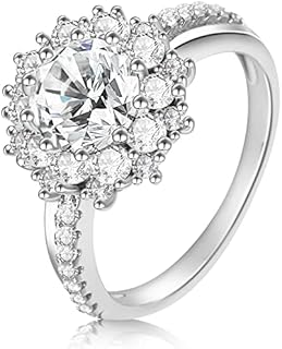 ABSOLUTE Moissanite Rings for Womens Engagement Rings 925 Sterling Silver Sunflower Rings With 1 Carat Certificate Mossinate Rings Gift for Women Size #7.