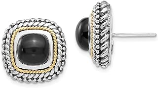 14k Gold-Plated Silver Onyx Stud Earrings with Push Back Design - Chic Mother's Day Gift by Auriga Fine Jewelry