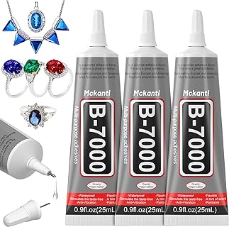 Upgrade B-7000 Jewelry Bead Glue for Crystal Rhinestone, Clear Fabric Glue 3Pcs 25ml 0.9 fl oz Multipurpose Adhesive for Rhinestone Crafts Fabric Metal Stone Nail Art Wood Glass(75ml / 2.7oz in total)
