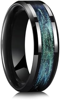 Tungsten Rings for Men,8mm Width Black,High Polished Wedding Band for Man,Personality Fashion Jewelry,Men's Galaxy Collection Ring,Mens Promise bands,7-14 Size,Gift Box