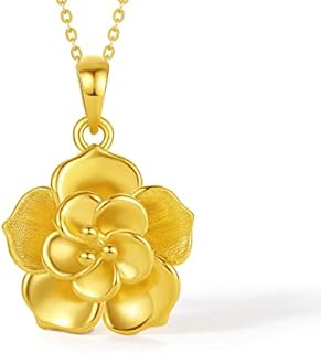 24K Solid Gold Pendant for Women, Real Pure Gold Jewelry Accessory Flower Pendant for Men Teen Girls (Not Include Necklace)