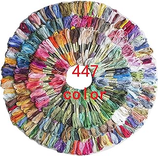 Rosyfoxes 447 Mix Color Thread Pack, Cotton-Poly Blend Embroidery Floss for Friendship Bracelets and Cross-Stitching, Ideal Crafting Gift for Artist and Beginners, Rainbow Aesthetic Design