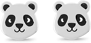 Boma Jewelry Sterling Silver Panda Bear Stud Earrings