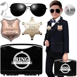 CHIMU Brand Commemorative Coin Wedding Ring Bearer Box Set with Snap Closure in Stark Black Plastic, Ideal for Weddings & Rectangular Design for Groomsmen & Pageboys