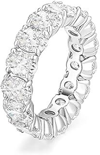 Oval Cut Cubic Zirconia Engagement Ring by EAMTI, Nickel Free Size 4 Band for Women, Sturdy White Gold-Plated Brass Design
