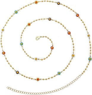 14K Gold Plated Plus Size Body Chain - Adjustable Alloy Waist Belly Chain for Women - TOBENY Elegant Design Body Jewelry for Parties, Dates and Beach Outings