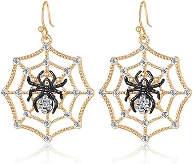 Halloween Earrings for Women Spider Web Halloween Themed Drop Dangle Earrings Halloween Spider Web Earrings Dangling Drop Charm Earrings Animal Halloween Jewelry Gifts for Women Girls