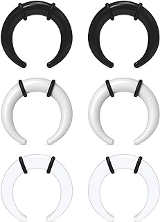 Yaalozei 2G 4G 6G 8G 12G 14G Plastic Septum Rings pincher Ear Gauges Tunnels Plugs Expander Tapers stretching kit Septum Nose Ring Hoop Ear Tunnels Plugs Piercing Jewelry for Men Women 3pairs