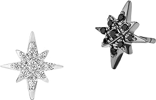 Jewelili Star Wars™ Fine Jewelry Guardians Of Light Women's Earrings 1/5 Ct.Tw. Black and White Diamonds, Sterling Silver