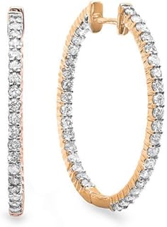 Dazzlingrock Collection 0.90 Carat 14K Rose Gold Pink Diamond Hoop Earrings with Hinged-Notch-Post Back Finding - Elegant Round Design