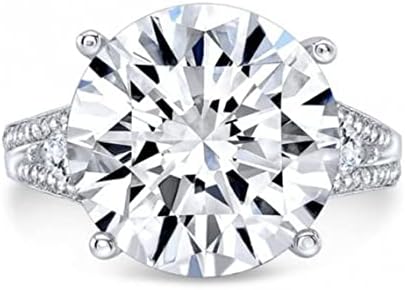 Riya Gems 10 CT Round Moissanite Engagement Rings 10K 14K 18K Solid Gold Moissanite Diamond Ring 925 Sterling Silver Solitaire Engagement Ring Wedding Ring Women