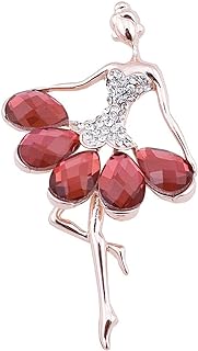 Rhinestone Ballet Dancer Brooches Crystal Ballerina Brooch Pins Fashion Scarves Shawl Clip Elegant Pin Suit Tie Accessories Jewelry Breastpin for Women Girls Mother Day Birthday Xmas Gifts