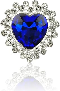 Vintage Cubic Zirconia Brooch Pin for Women, Heart/Oval Shaped Big CZ Crystal Elegant Brooch, Blue/Pink Rhinestone Brooch Formal Accessory, Christmas Jewelry Gift for Grandma Mom Aunt Mother-in-law