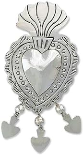 NOVICA Handmade .925 Sterling Silver Brooch Pin Pendant No Stone Mexico Taxco [3.5 in L x 1.8 in W x 0.2 in D] 'Gypsy Heart'