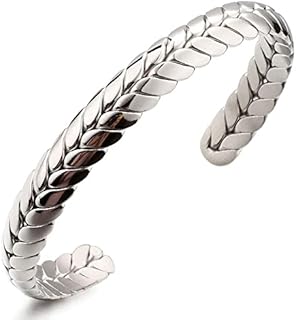 Versatile Stainless Steel Cuff Bracelet with Easy Hook Wheat Chain Design for Men and Women - Unisex Adjustable Weave Style Bangle Jewelry
