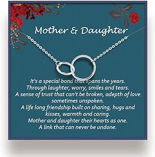 Mother Daughter Necklace - Sterling Silver Two Interlocking Infinity Double Circles