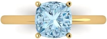 2.0 ct Cushion Cut Aquamarine Engagement Ring in 14k Rose Gold with Gemstone for Her - Classic Solitaire Design