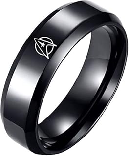 6MM Star Trek Ring for Women Men Classic Simple Plain Ring Anniversary Proimse Wedding Ring Black Stainless Steel Band Size 5-13