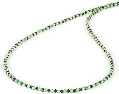 Faceted Round Malachite And Peridot Gemstone Beads (1.5-2mm) Necklace 925 Silver With Yellow Gold Plating lock For Women Birthdays, New Year eve (45cm)