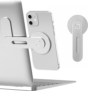 CloudValley Support Magnétique pour Ordinateur Portable, Réglable et Pliable, Léger et Argenté, Compatible iPhone 16/15/14/13/12, Idéal pour Usage Professionnel