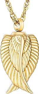 Angel Wing Cremation Necklace for Ashes Stainless Steel Urn Pendant Ashes Holder Memorial Jewelry-I’m Here WATCHING Over You