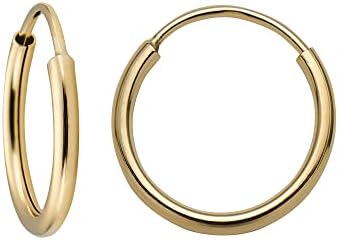 MAZZERI Hinged Hoop 14k Solid White Gold Earrings for Women, Hypoallergenic, Minimalist 1mm Thin Round Design