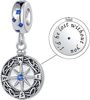 NARTGO Compass I'd be Lost Without You Charm Compatible with Pandora Charms Bracelets Jewelry Birthday Gifts