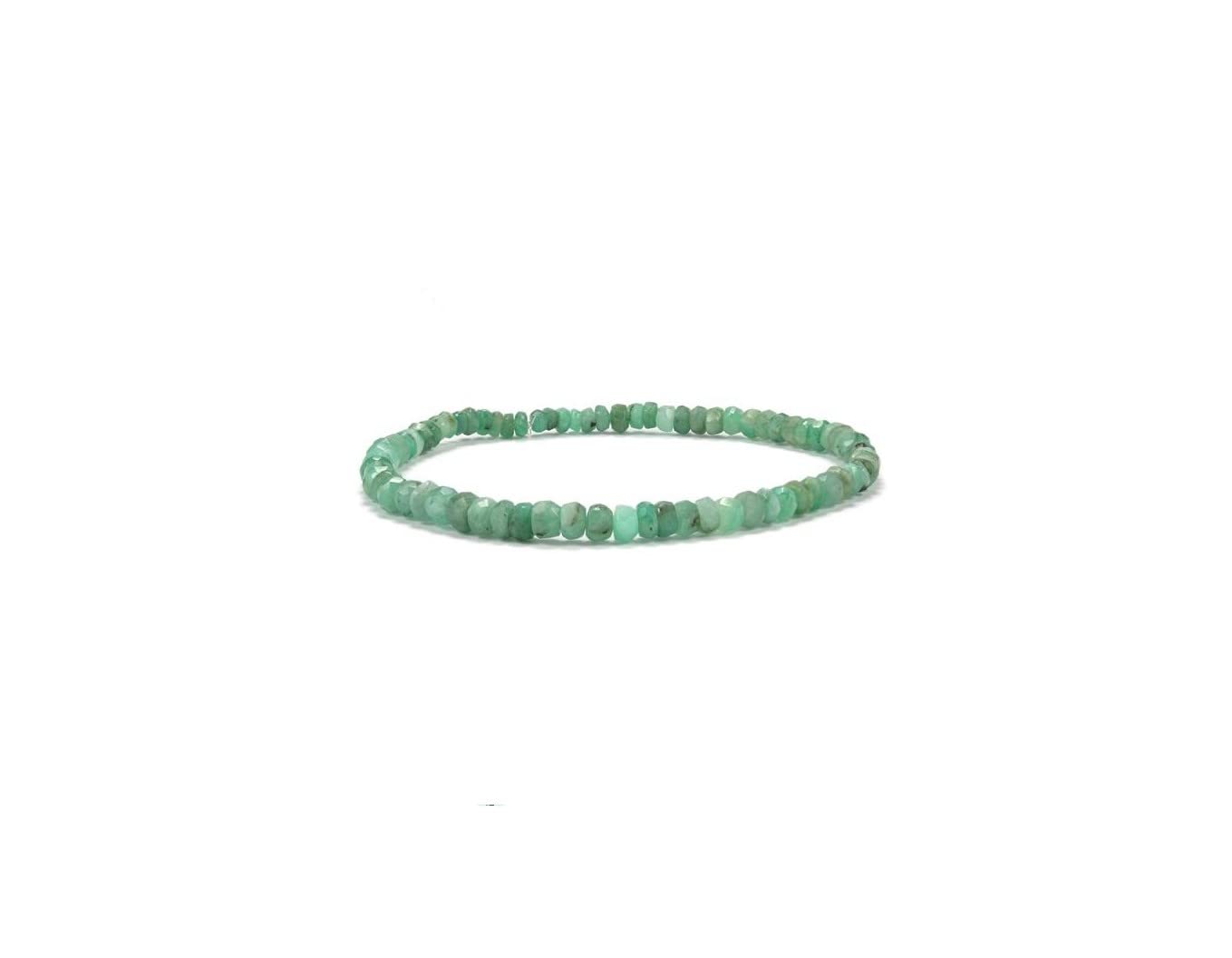 Adjustable 7-inch Brazilian Emerald Beaded Bracelet - Natural, Healing, Stretchable, No Clasp Type for Unisex - Rondelles Design