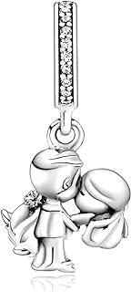 Annmors 925 Sterling Silver Family Charms with Cubic Zirconia Bead, Round Clasp Pendant for Women's Bracelet and Necklace