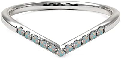 Clasp-Style Natural-Green Amethyst Labradorite Engagement Ring in Sterlin Silver for Women/Girls with V-Shape Chevron Design