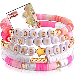 QianSiLi Taylor Lover Bracelet Friendship Bracelets Gift for Women Girls Speak Now Album Gifts 5Pcs Clay Stacking Bead Swiftie Accessories Bracelet for Music