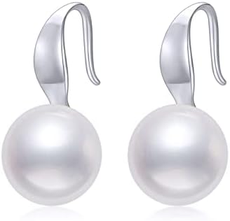 Genuine 14k White Gold Dangle Earrings with Freshwater Cultured Pearls - Hypoallergenic Fine Jewelry for Women