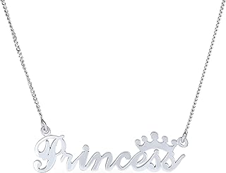 Spring Ring Clasp Sterling Silver Rolo Chain Crown Pendant Necklace for Women and Girls - Unique Tiara Crown & Princess Design