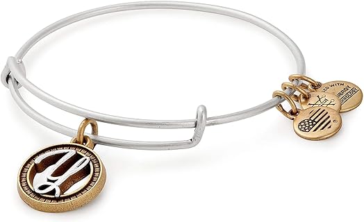 Alex and Ani Women's Initial Y II Bangle Two Tone Bracelet, Rafaelian Silver, Expandable