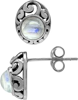 Silvershake Petite 5MM Round Shape Gemstone Antique Finishing or Yellow Gold Plated 925 Sterling Silver Southwest Style Scroll/Filigree Stud Post Earrings Jewelry for Women