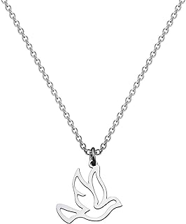 MYOSPARK Stainless Steel Soaring Dove Bird Pendant Necklace Bird Jewelry Peace Gift For Her