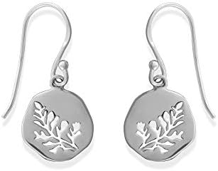 Boma Jewelry Sterling Silver Cut-Out Leaf Branch Dangle Earrings