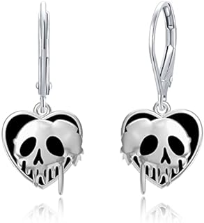 Skull/Pumpkin/Skeleton Hand/Ghost/Spider Earrings 925 Sterling Silver Halloween Heart Dangle Drop Leverback Earrings Gothic Punk Jewelry Gifts Halloween for Women